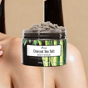 自有品牌木炭海盐女士身体磨砂膏荷荷巴油控油深层清洁身体磨砂膏有机带标志 - Product Image 1