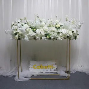 KCFA-113 सफेद लक्जरी चेरी गुलाब वर्ग मेहराब विवाह मंच डिजाइन के लिए फूल मेहराब