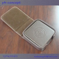 Sous-verres en cuir PU avec logo personnalisé et support, sous-verres pour boissons, tapis carrés pour tasses, pour la maison et la cuisine, lot de 4
