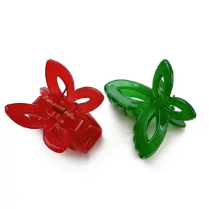 Fiore di miele piccola dimensione Lovey semplice forma di farfalla cava colore rosso verde capelli artiglio frangia Clip laterale