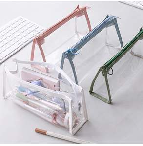 Kotak Pensil Transparan Dengan Logo Kustom Kotak Pensil Plastik Bening Untuk Sekolah Dengan Ritsleting Kapasitas Besar Tas Kotak Pensil Tas Makeup - Product Image 2