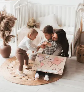 Rompecabezas educativo del mapa del mundo para niños, rompecabezas de madera de cinco lados y Océano