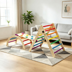 Estructura de escalada interior de madera maciza para niños pequeños, conjunto plegable Montessori para gimnasio infantil o sala de estar, muebles para bebés - Product Image 1