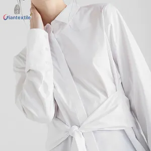 Elegante Blusa Mulheres Sólidos Manga Comprida Branco High-End Da Moda Escritório Ladies Negócios Lazer Camisa Com Túnica