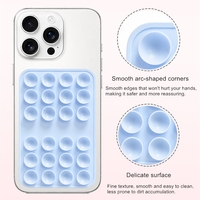 Support de téléphone à ventouse double face en silicone avec logo personnalisé, support de téléphone adhésif détachable mains libres pour selfies et vidéos