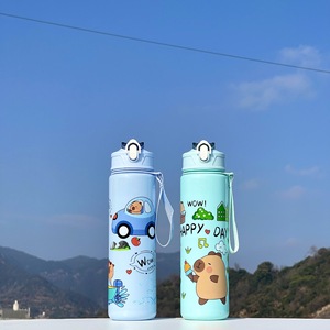 Novo estilo Kapibara copos de água cor sólida portátil plástico palha de alta aparência espaço copo para homens mulheres crianças para viagens Tours - Product Image 3