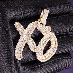 Pendentif GRA Hip Hop Iced Out Bling en Argent Sterling 925 avec Moissanite VVS testée au diamant, motif Lettre <span class=keywords><strong>XO</strong></span> en grappe, pour Hommes et Femmes - Product Image 3