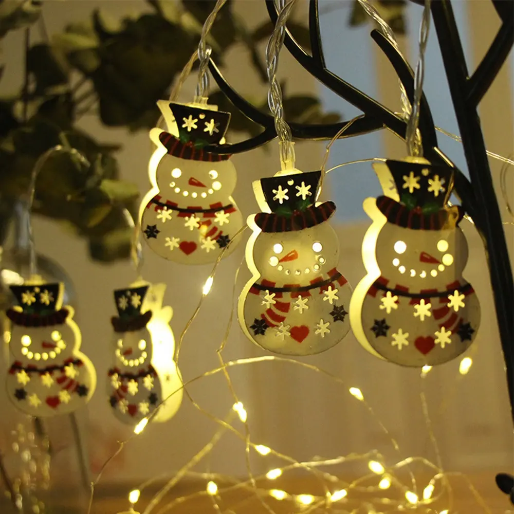 Christmas trees Snowman Decoration Battery Powered indoor usb 10 20 Leds Copper Wire Led Santa Claus String fairy Light