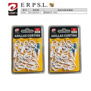Anillas Cortina Plastic <b>Curtain</b> <b>Hooks</b> 25 Pcs White For <b>Curtains</b> And Drapes - Product Image 2