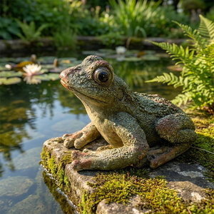 Sculpture décorative <span class=keywords><strong>de</strong></span> grenouille agenouillée texturée vert <span class=keywords><strong>mousse</strong></span>, style vintage, en magnésie, pour intérieur, <span class=keywords><strong>bassin</strong></span>, <span class=keywords><strong>jardin</strong></span>, table ou maison, fabrication OEM - Product Image 3