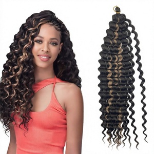 Extensiones de Cabello Sintético Ondulado Profundo de 24 Pulgadas, Fibra de Alta Temperatura, Trama Única Rizada para Crochet - Product Image 3
