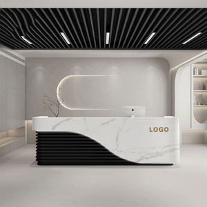Light Luxury Arc Solid Wood Cashier <b>Desk</b> Beauty Salon Women Store Reception Counter <b>Small</b> Business Front <b>Desk</b> - Product Image 4