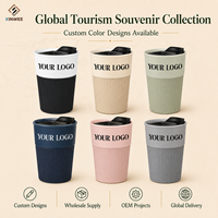 Mug de voyage en céramique personnalisé de 300 ml avec couvercle en silicone et couvercle coulissant, gobelets à emporter sans poignée