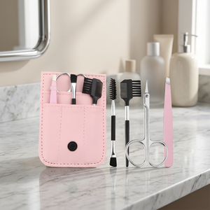 Juego de 4 Pinzas Profesionales Inclinadas de Acero Inoxidable, Brocha de Maquillaje para Cejas, Tijeras de Belleza, Peine para Depilación Facial y de Pestañas - Product Image 2
