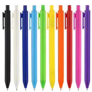 Hot selling Cute Stationery Plastic Click Ballpen Wholesale Bulk Rubber Coated Pen Soft Rubberized Wrapped Gel Press Pen