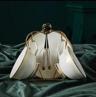 Ensemble de tasses à café et à thé en porcelaine fine YanJun Europe Design, élégant, embossé, portable et durable, avec bordure dorée de luxe, coffret cadeau