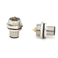 Conector Hembra M12A-G05-BQ de 5 Pines, Montaje en Panel, Resistente al Agua, Conexión Rápida, PCB/Soldadura, Contactos de Latón Chapados en Oro