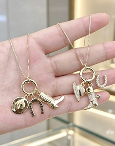 18K Gold Plated Jewelry Charm Pendant Necklace Cowboy Boot Hat Horseshoe Multi Pendant <b>Chain</b> Jewelry Gift Pendant Necklace - Product Image 2