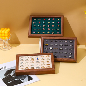 Organizador de Anillos de Madera para Montar en la Pared, Bandeja de Exhibición de Joyas de Terciopelo para el Hogar, Exhibición en Tiendas - Product Image 6