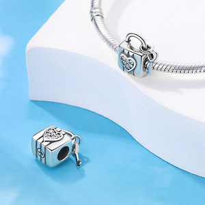 Romantic <b>silver</b>-plated white brass pendant, paired with a heart-shaped crystal key and lock pendant; a perfect love gift - Product Image 6