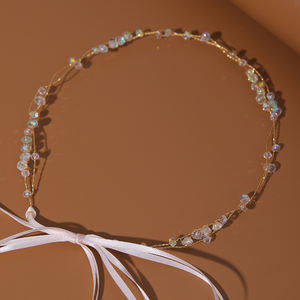 Simple brillante AB piedra nupcial pelo vides cristal mujeres boda tocado - Product Image 4