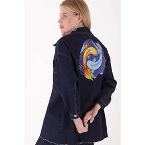 Chaqueta y Abrigo Vaquero Bordado para Mujer, Detalle de Bordado Elegante en Tela Vaquera Resistente - Product Image 3