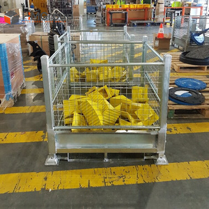 <span class=keywords><strong>Cage</strong></span> de rangement métallique pliable et empilable robuste personnalisable en treillis galvanisé - Product Image 6