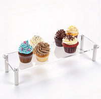 Présentoir à cupcakes en acrylique transparent rectangulaire avec pieds en métal pour desserts, bijoux, objets de collection, présentoir de table de fête