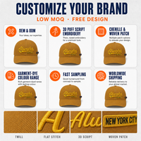 Casquette de baseball personnalisée avec logo, 6 panneaux, visière incurvée, jaune moutarde, vente en gros, OEM, ODM, fournisseur direct d'usine