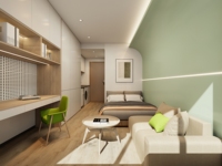 Ensemble de meubles pour petit appartement, OEM, en bois blanc, armoire de chambre d'hôtel moderne à 3 portes, intégration bureau et bibliothèque avec panneau perforé