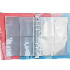 Hot Sale PP Clear 4 Pockets A5 Binder Inner Pages Plastic Photo Sleeves Transparent Refill 6 Holes Loose Leaf Bags
