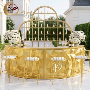 Half Moon Shape Gold Contemporary Metal <b>Bar</b> Counter <b>Table</b> for Hotel Restaurant Party Events - Product Image 2