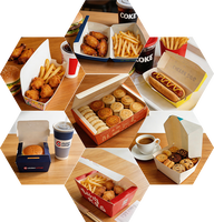Cajas Elegantes para Hamburguesas con Tapa Abatible, Autoarmables, de Cartón de Grado Alimenticio, con Impresión Flexográfica, Desechables, Color Personalizado