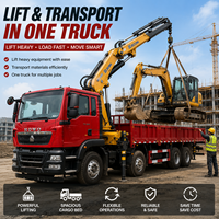 Truk Derek Knuckle Boom HOWO 8x4 21 Ton, Derek Terpasang di Truk Tugas Berat dengan Radius Kerja 14,5m untuk Pekerjaan Konstruksi