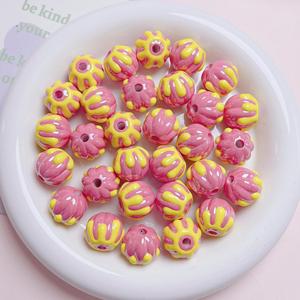 ลูกปัดลูไซต์ลายการ์ตูนเพ้นท์มือ ขนาด 16 มม. รูตรง สำหรับทำสายคล้องโทรศัพท์มือถือ DIY  หลากหลายสี  วัสดุลูกปัดแบบหลวม - Product Image 4