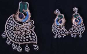 Exclusive 9K Rose Gold Natural <b>Peacock</b> Diamond Brilliant Cut Pendant Set Women 7.14 CT GH SI IGI Certified Rhodium Plated Luxury - Product Image 2