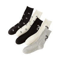 Chaussettes en coton pour femmes, style campus, motif nœud mignon, respirantes, antibactériennes, tricotées, pour l'automne, pour filles