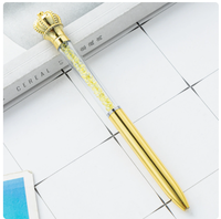 Pulpen Cantik Lucu Berhias Mahkota Kristal Tabung Intan Isi Ulang Pulpen Ballpoint Plastik Warna Rose Gold  Pulpen Anak Perempuan Berhias Intan