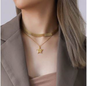 Collar con Colgante Grande de Estrella, Sol y Luna en Uno, Chapado en Oro de 18K, Acero Inoxidable, para Mujer - Product Image 5