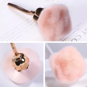 Pincel de Uñas de Lujo con Forma de Rosa Dorada, Pelo Sintético Ovalado, Mango Metálico, Férula Rizada, Herramienta Profesional Suave para Arte de Uñas - Product Image 4
