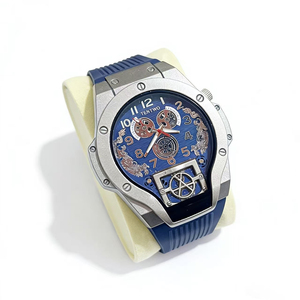 Men's bold large dial high-end digital <b>watch</b> with silicone strap quartz wristwatch - Product Image 1