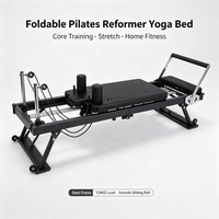 Matériel de fitness à domicile exclusif transfrontalier : Reformer Pilates pliable en acier allié avec roues, écologique