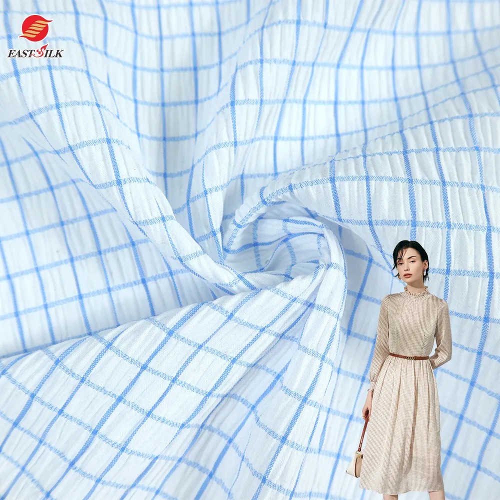 O melhor preço bom textura macia toque têxtil atacado verificações camisa tecidos para roupas
