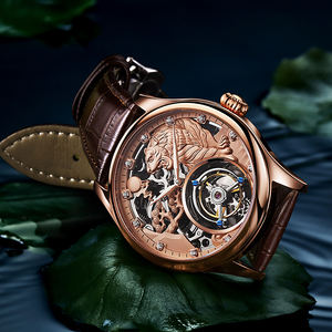 Aesop 7013, reloj mecánico con esfera de esqueleto de lujo para hombre, Tourbillon volador elegante, ocho caballos, cuero impermeable de alta calidad - Product Image 3