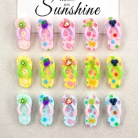 Breloques en résine sur le thème des fruits Kawaii, miniatures, mignonnes, en forme de tongs, cabochons sans trou, perles pour la fabrication de bijoux de Noël