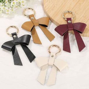 PU Leather Bow Keychain for Car Keys Elegant <b>Cute</b> Bow <b>Keyring</b> Accessory <b>Cute</b> Bow Bag Pendant - Product Image 1