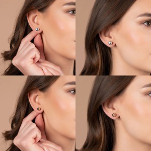 Sunling 1 Paire de Boucles d'Oreilles Clous Unisexe en Acier Titane Lisse Hypoallergéniques Argent Or Papillon à Fermeture Pushback pour Fête, Bureau/Carrière - Product Image 4