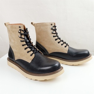Bottes de travail mi-mollet pour hommes, style rétro britannique/américain, en cuir véritable, semelle en caoutchouc épaisse, lacets avant, antidérapantes - Product Image 4