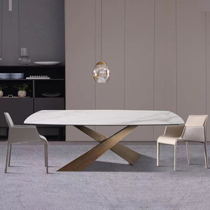 Set Tavolo da <span class=keywords><strong>Pranzo</strong></span> Moderno Minimalista in Pietra Sinterizzata Bianca e Nera con 6 <span class=keywords><strong>Sedie</strong></span> <span class=keywords><strong>per</strong></span> Arredamento <span class=keywords><strong>Sala</strong></span> da <span class=keywords><strong>Pranzo</strong></span> - Product Image 4