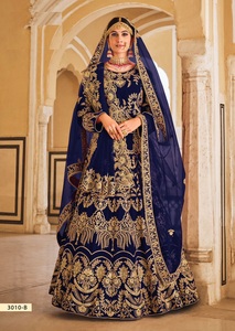 Atractivo Diseño de Lehenga Choli Completamente Cosido con Trabajo de Dori de Terciopelo Pesado 9000 para Vestimenta Nupcial de Exportación de la India - Product Image 2